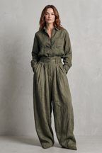 Relaxed Wide-Leg Button Front Two-Piece Set