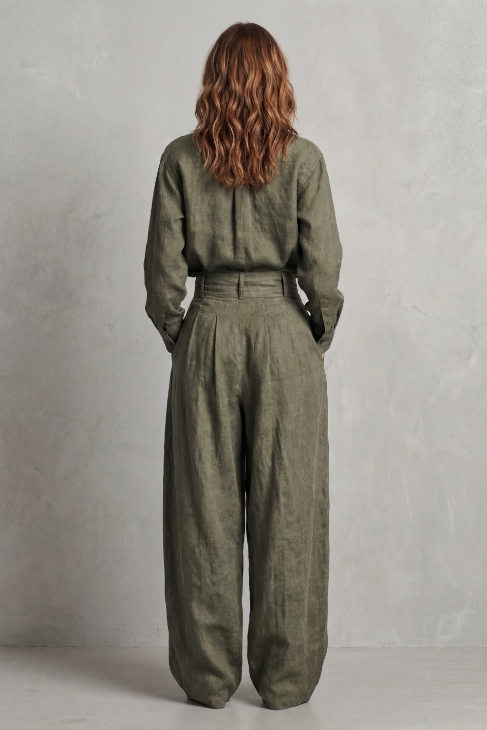 Relaxed Wide-Leg Button Front Two-Piece Set