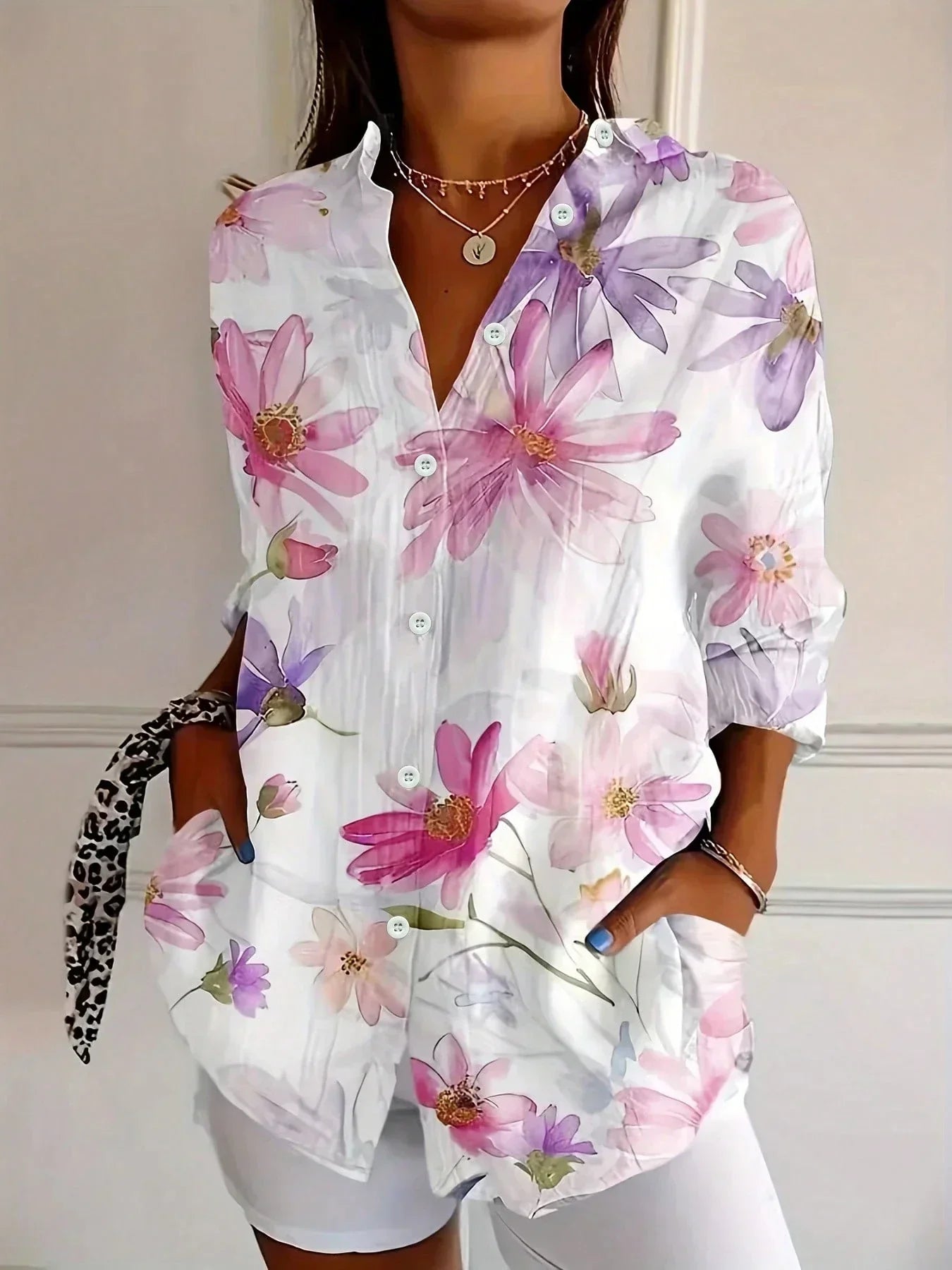 Abstract Print Relaxed Blouse Casual Everyday