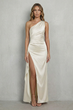 One Shoulder Satin One-Shoulder Evening Gown