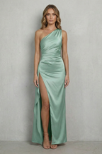 One Shoulder Satin One-Shoulder Evening Gown