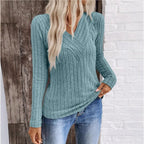 Textured Stripe Jumper Ribbed Knit Round Neck Long Sleeve