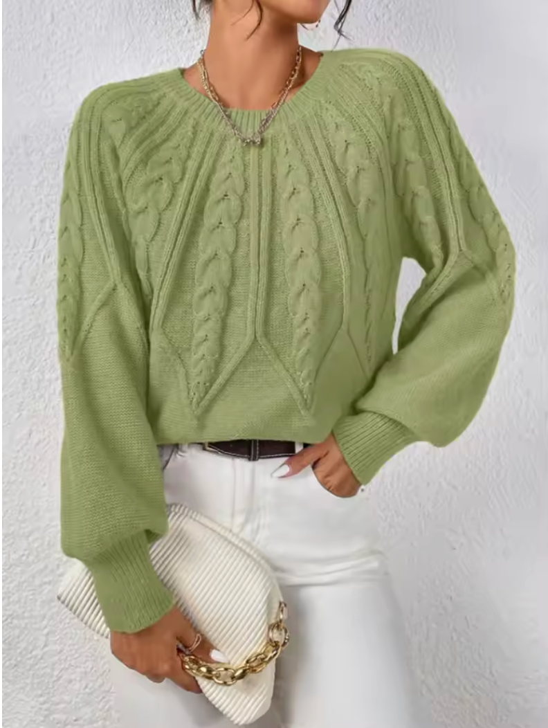 Cable Knit Jumper Relaxed Fit Round Neck Long Sleeve Winter