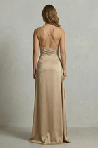Satin One Shoulder Maxi Dress