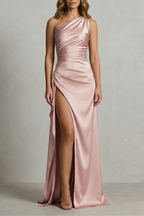 Satin One Shoulder Maxi Dress