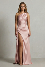 Satin One Shoulder Maxi Dress