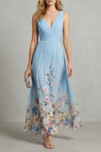 Floral V Neck Maxi Dress