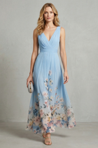 Floral V Neck Maxi Dress