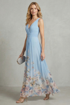 Floral V Neck Maxi Dress