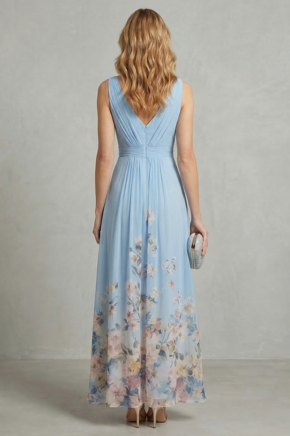 Floral V Neck Maxi Dress