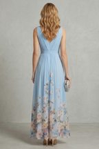 Floral V Neck Maxi Dress