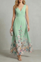 Floral V Neck Maxi Dress