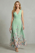 Floral V Neck Maxi Dress