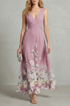Floral V Neck Maxi Dress