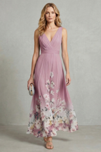 Floral V Neck Maxi Dress