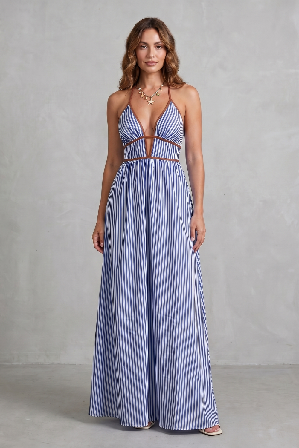 Serelisse – Striped backless silhouette – Maxi dress