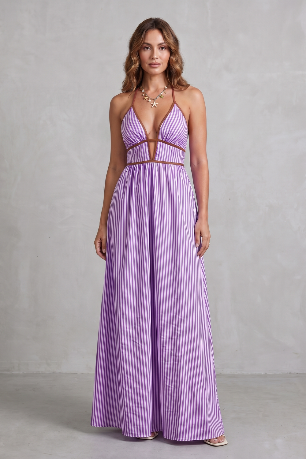Serelisse – Striped backless silhouette – Maxi dress