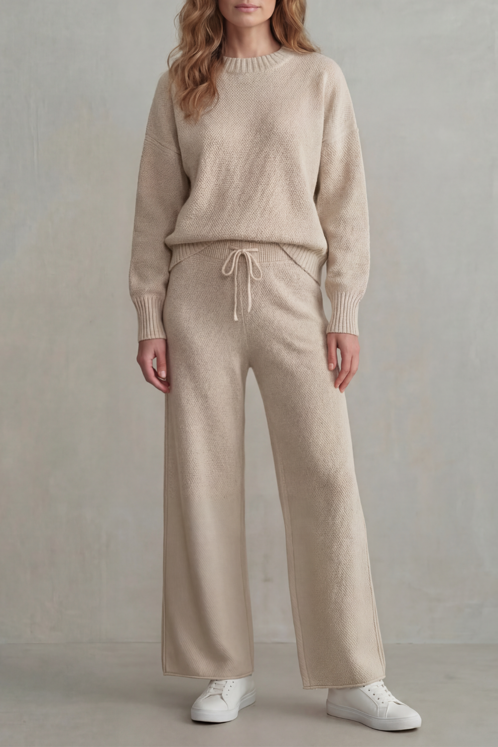 Wide-Leg Knit Comfortable Loungewear Set