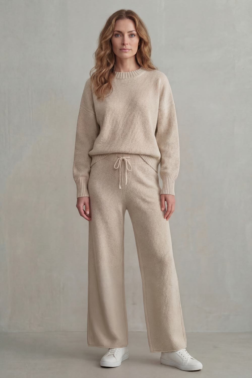 Wide-Leg Knit Comfortable Loungewear Set