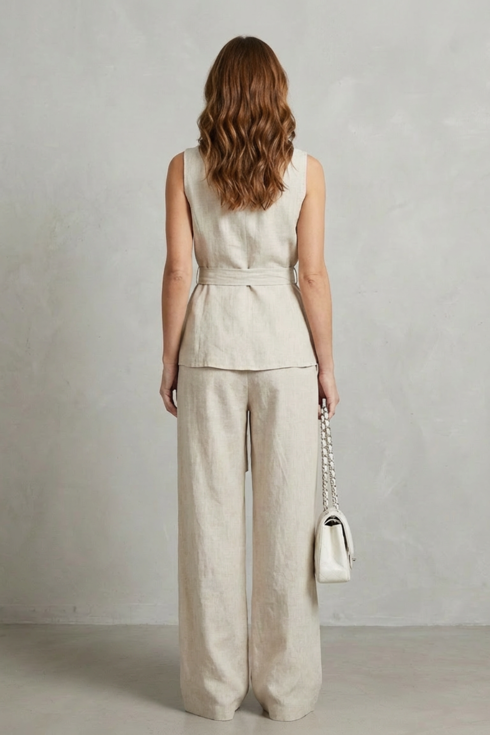 V Neck Sleeveless Summer Bow Tie Two-Piece