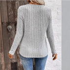 Textured Stripe Jumper Ribbed Knit Round Neck Long Sleeve