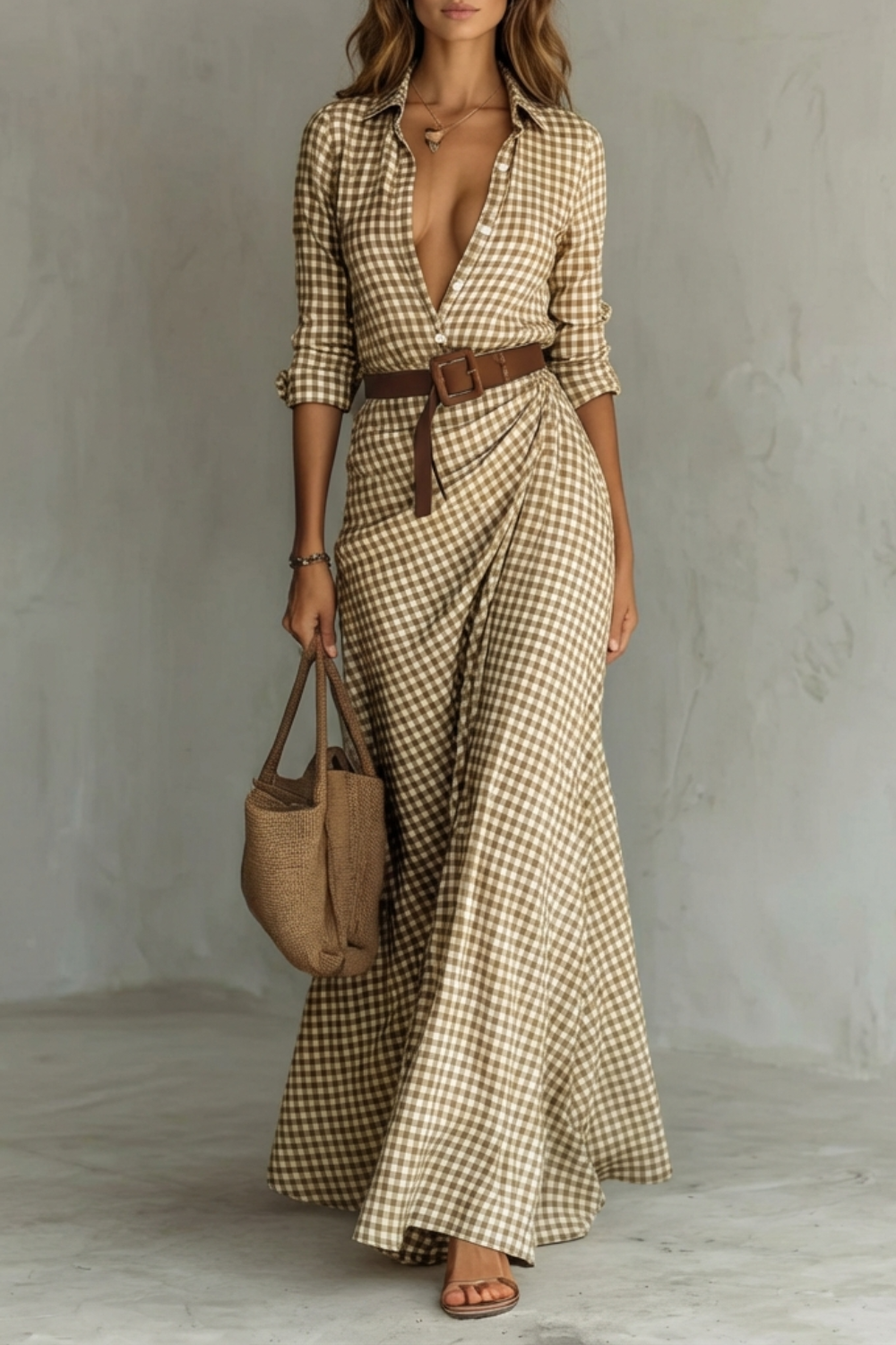 Elegant Wrap Maxi Autumn Solid Color Long Shirt Dress