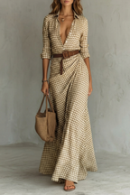 Elegant Wrap Maxi Autumn Solid Color Long Shirt Dress