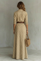 Elegant Wrap Maxi Autumn Solid Color Long Shirt Dress
