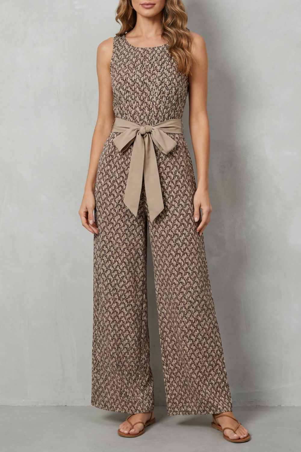 V Neck Wide-Leg Sleeveless Jumpsuit