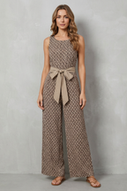 V Neck Wide-Leg Sleeveless Jumpsuit
