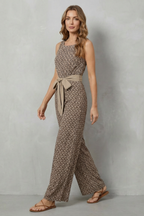 V Neck Wide-Leg Sleeveless Jumpsuit