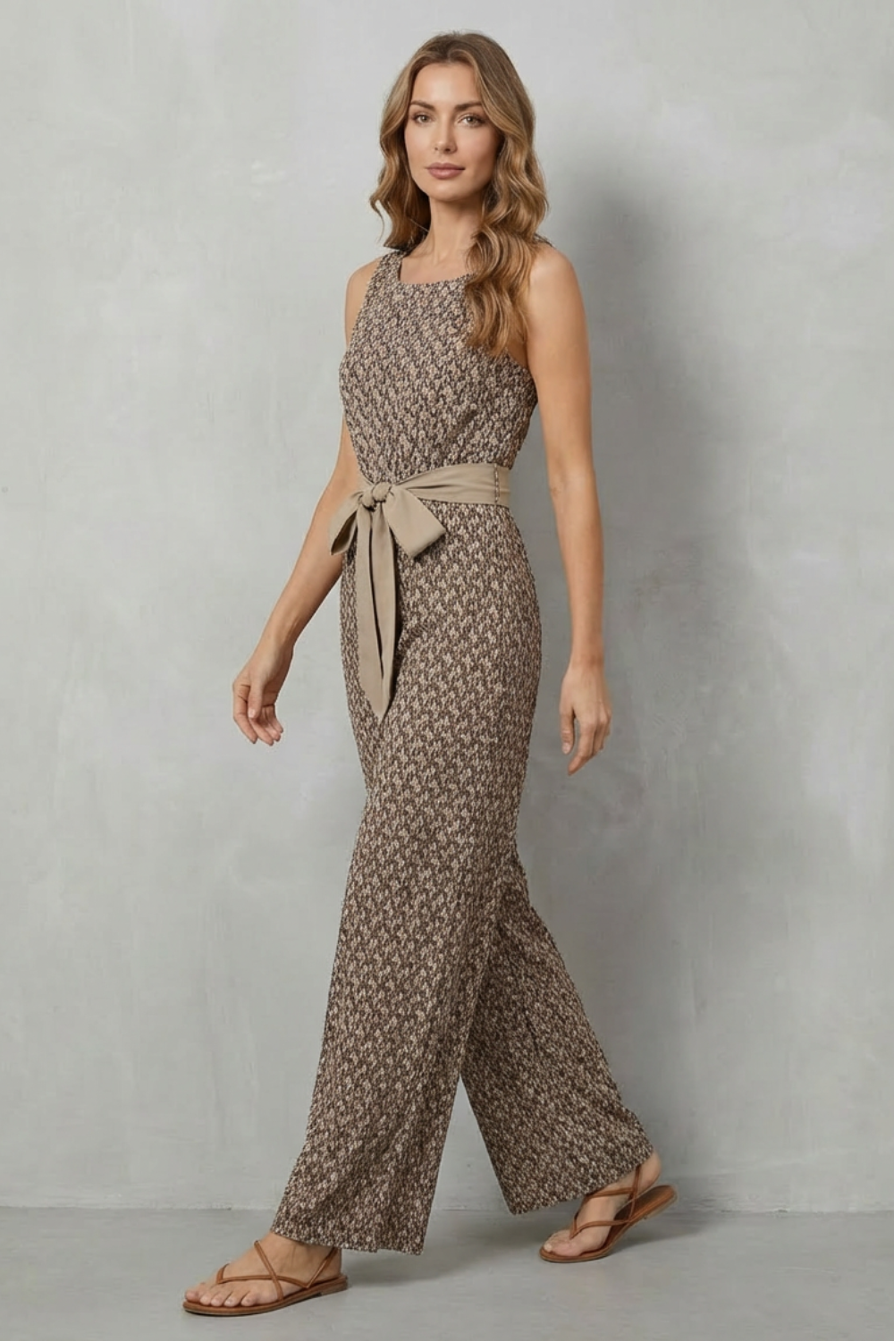 V Neck Wide-Leg Sleeveless Jumpsuit