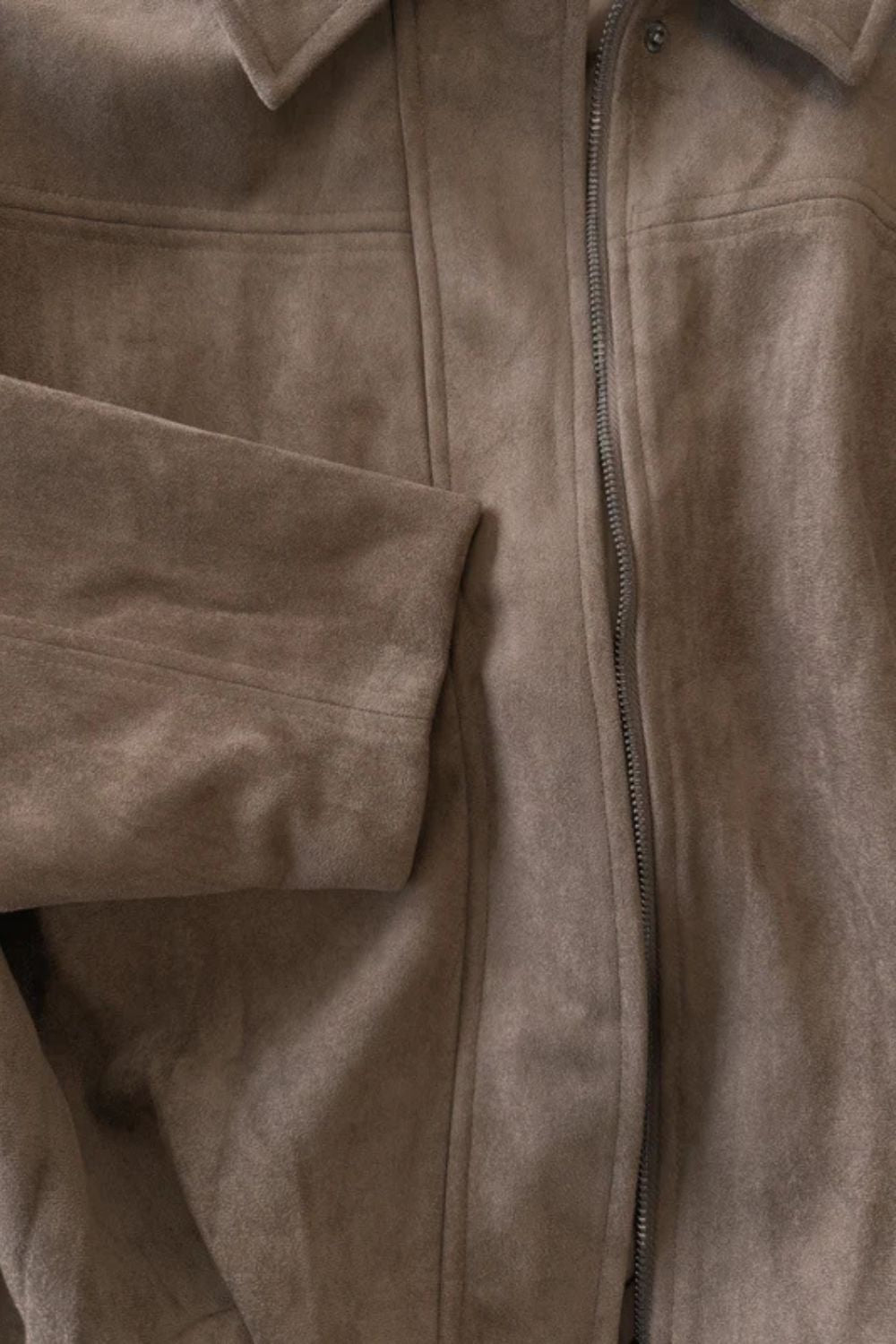 Zip Suede Bomber Jacket
