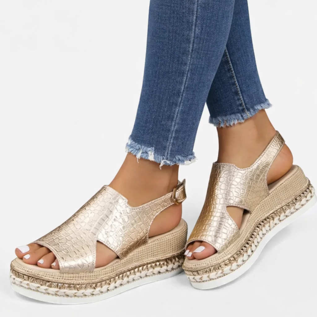 Wedge Metallic Sandals