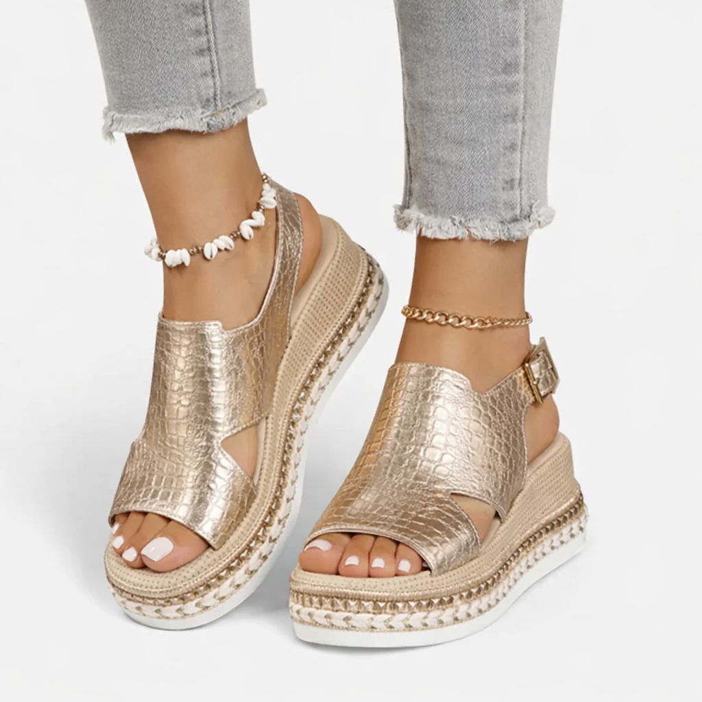 Wedge Metallic Sandals