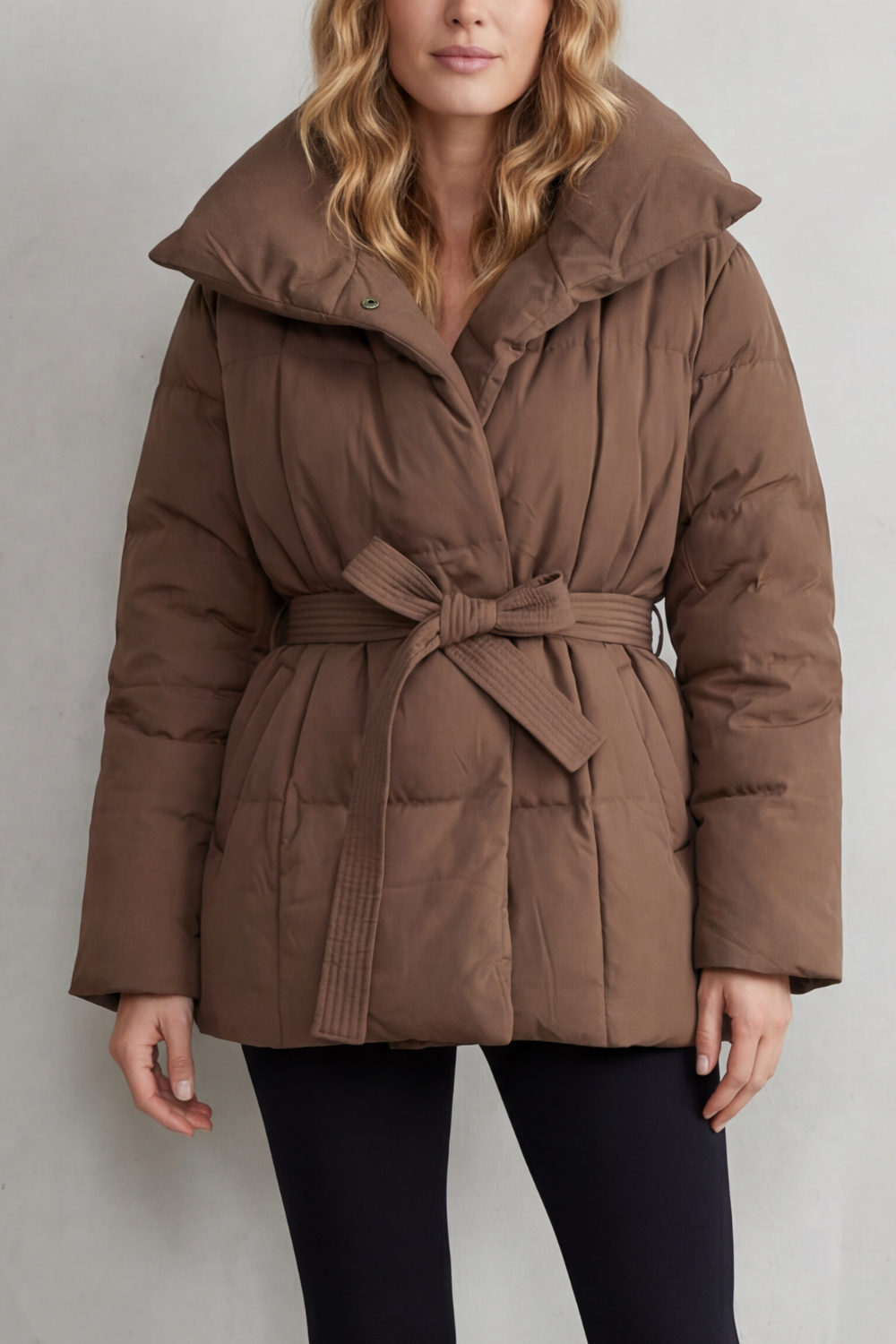 Oversized Pockets Belted Puffer Coat