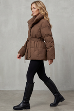 Oversized Pockets Belted Puffer Coat