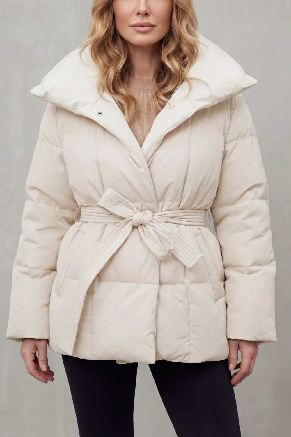 Oversized Pockets Belted Puffer Coat