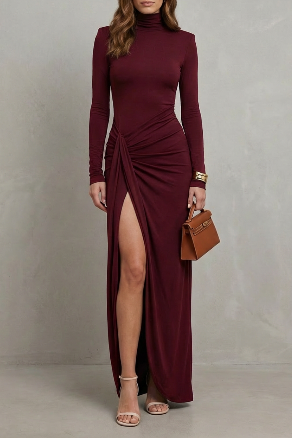 High Neck Long Sleeve Sophisticated Evening Glamour