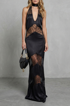 Halter Satin Halterneck Maxi Dress