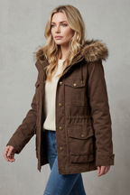 Tailored Zip Hooded Parka Coat