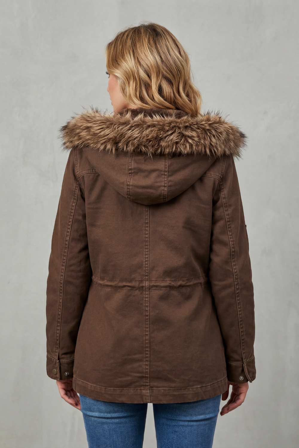 Tailored Zip Hooded Parka Coat