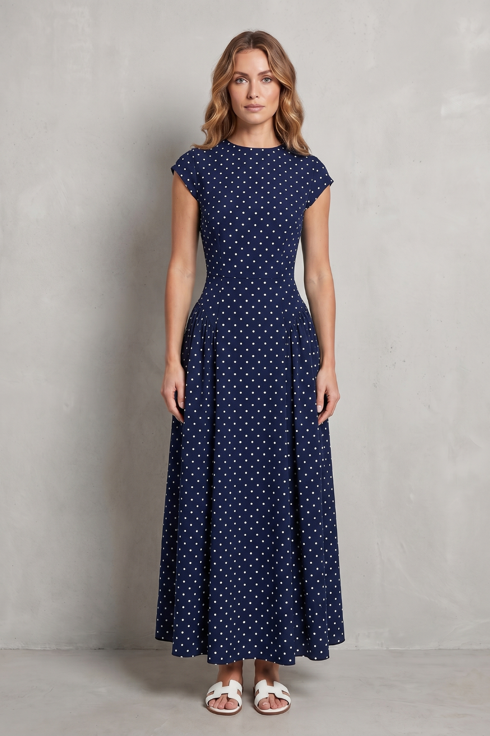 Veloura – Vintage polka dot elegance – Maxi dress
