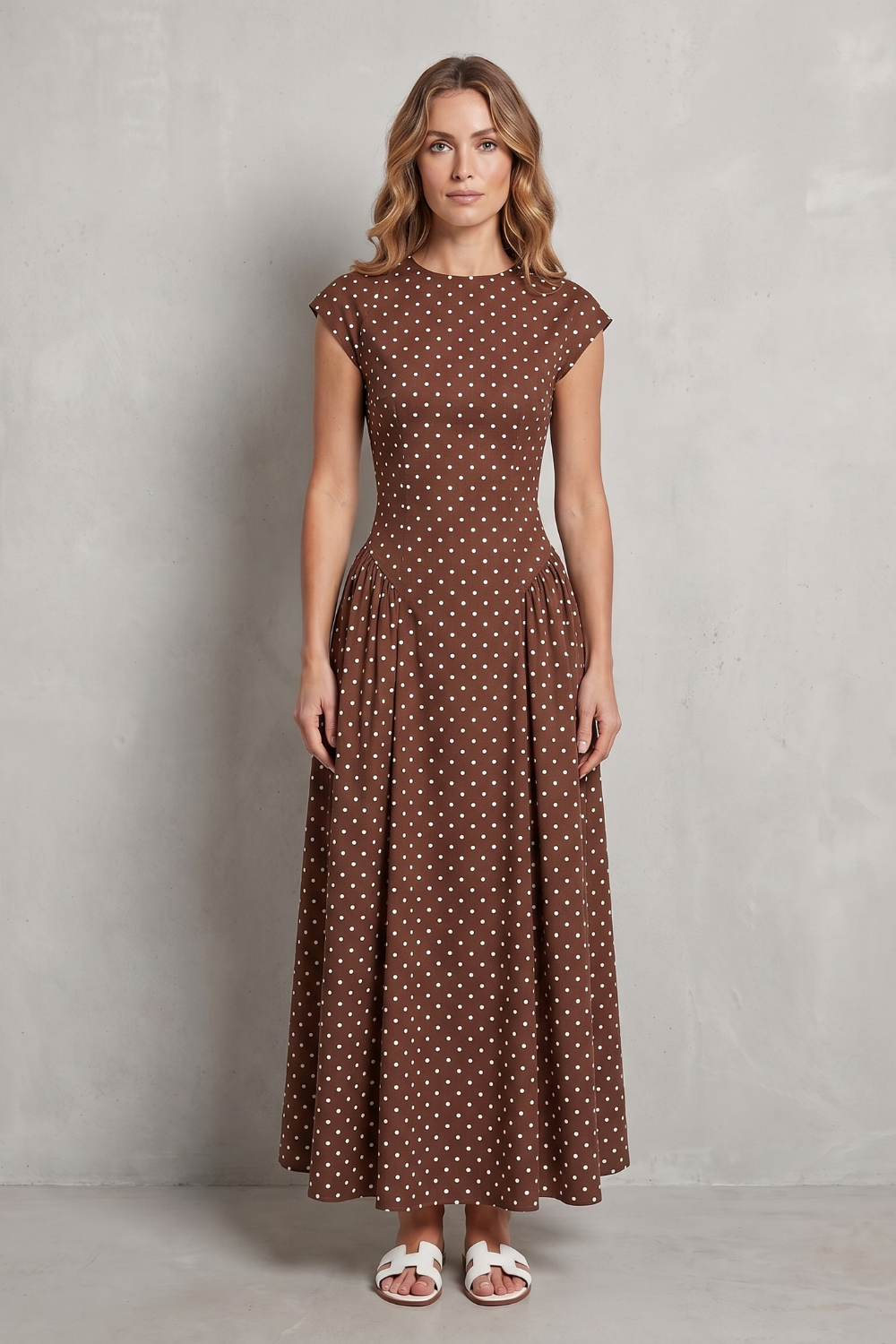 Veloura – Vintage polka dot elegance – Maxi dress