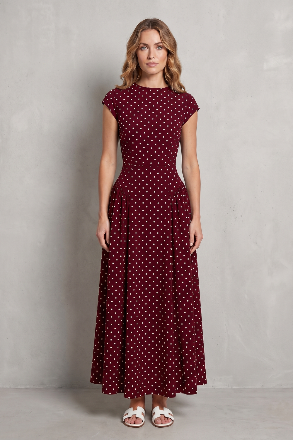 Veloura – Vintage polka dot elegance – Maxi dress
