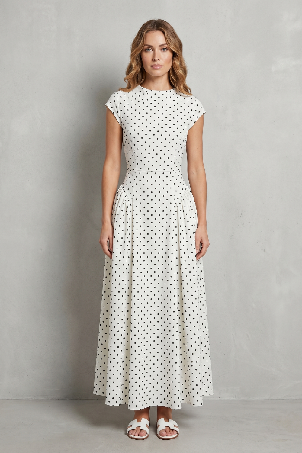 Veloura – Vintage polka dot elegance – Maxi dress