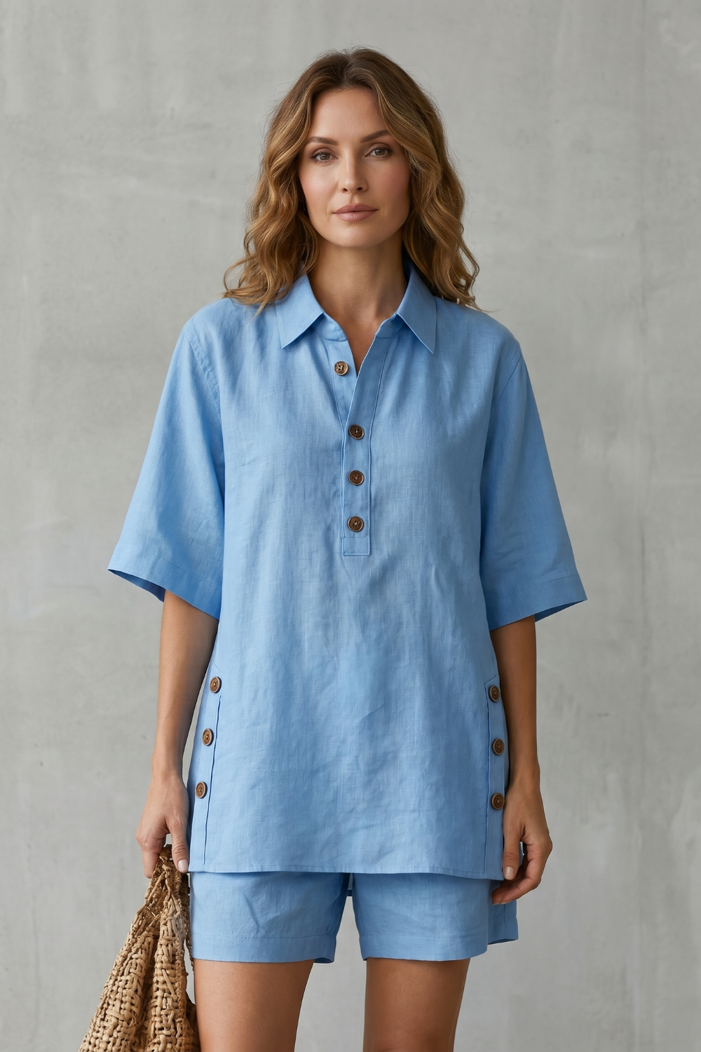 Verdelia – Relaxed button-detail comfort – Shorts set