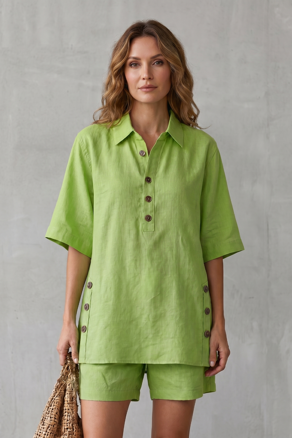 Verdelia – Relaxed button-detail comfort – Shorts set