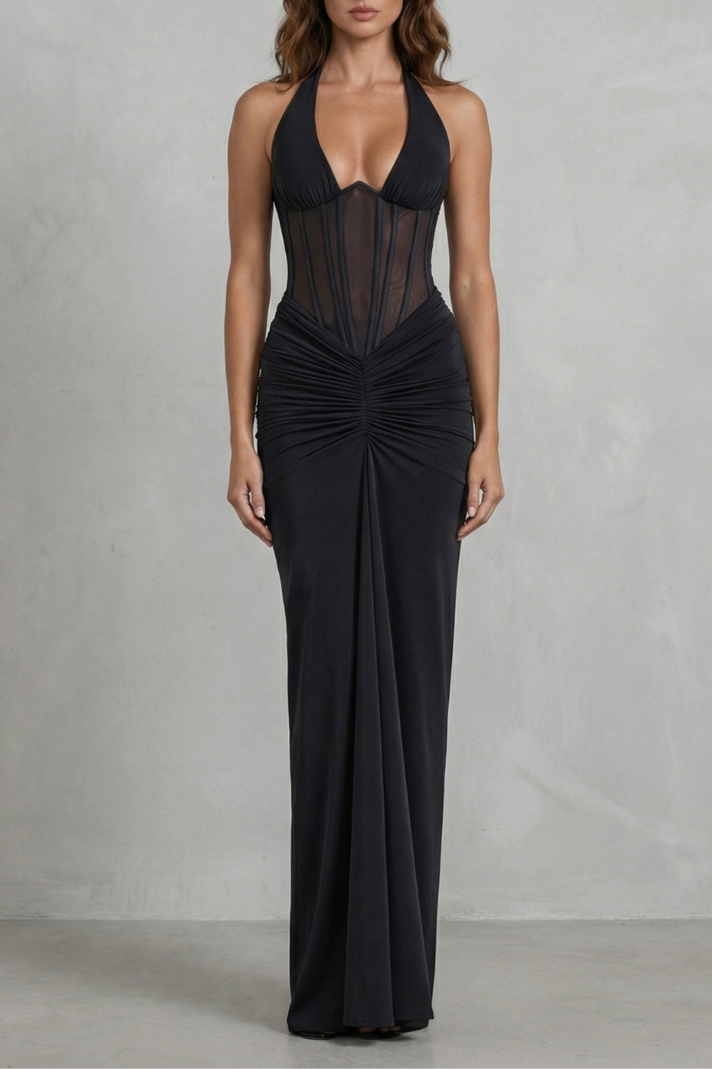 Women’s Halter Neck Corset Maxi Dress
