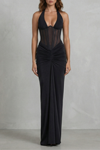 Women’s Halter Neck Corset Maxi Dress